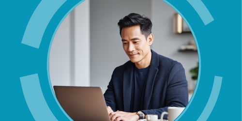 A legal professionals works at a laptop