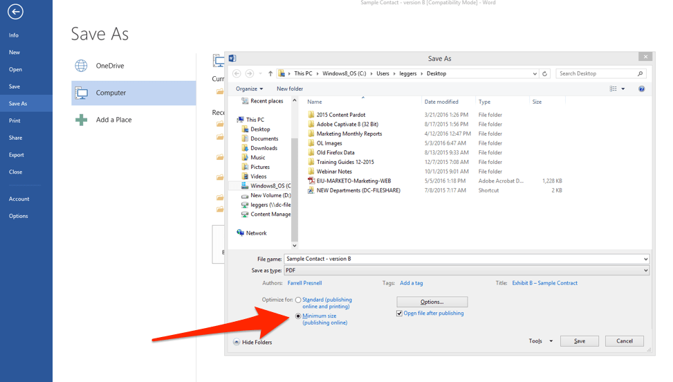 compressing a PDF in Word